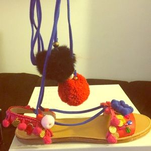 Catherine Malandrino Pom Pom Sandals